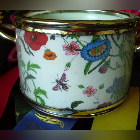 RARE Vintage GUCCI Accornero Ice Bucket Wine Cooler Barware Table Accessory GG - Picture 5 of 12